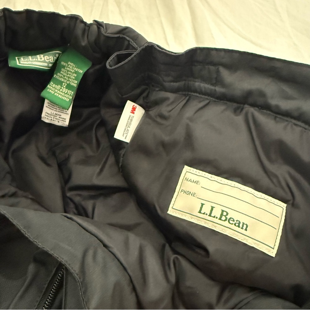 LL Bean Kids Cold Buster Snow Ski Pants Black Winter Waterproof Insulated Sz 12 - Picture 9 of 12